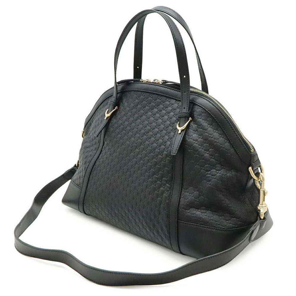 Gucci Microssima Crossbody Bag Black Tote Handbag Leather Black